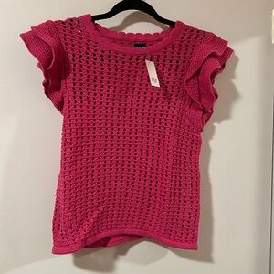 New with Crochet Fuschia Short Sleeve Size XS Top